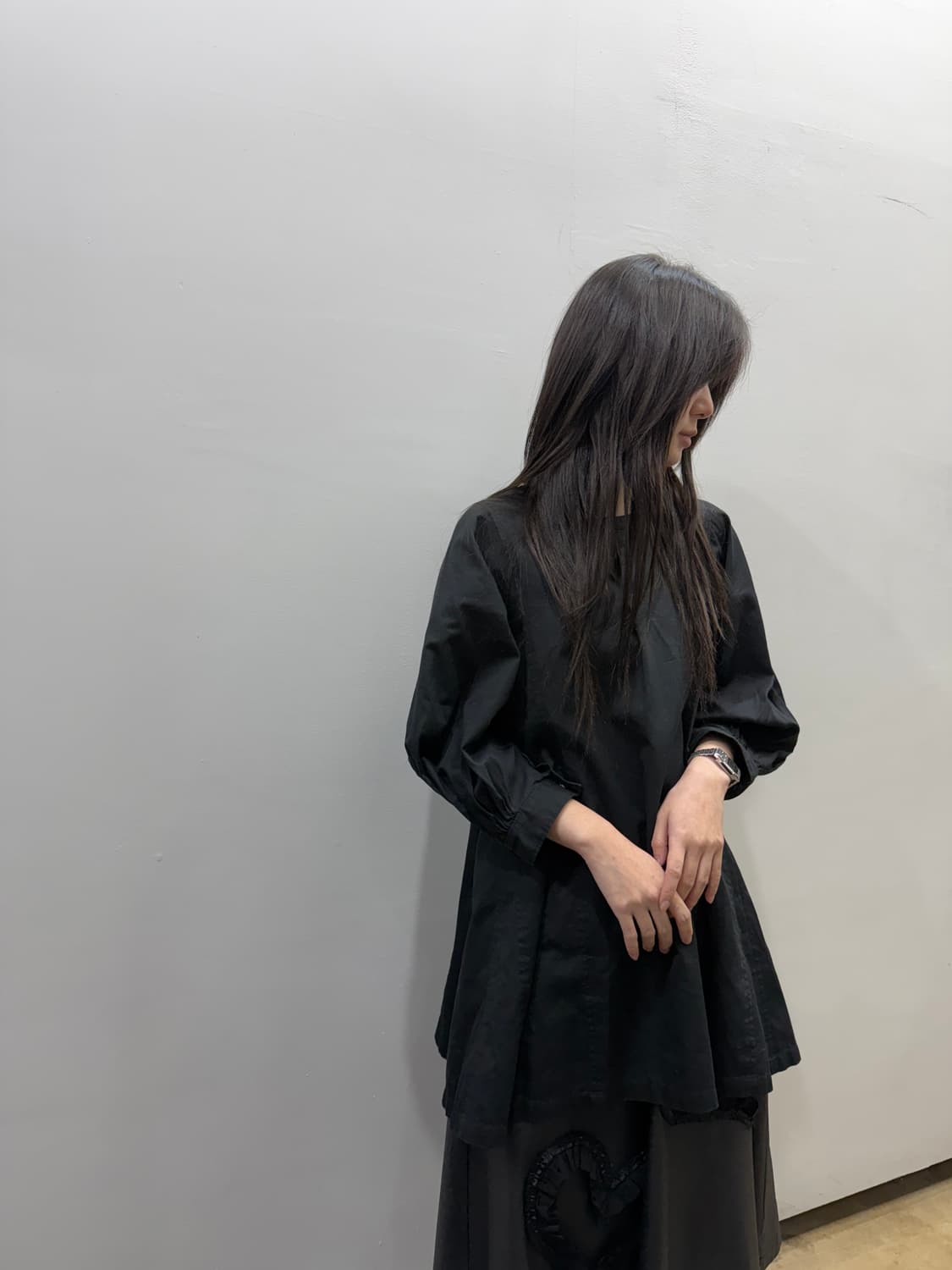 꼼데가르송 올 블랙 코튼 블라우스 상품이미지2