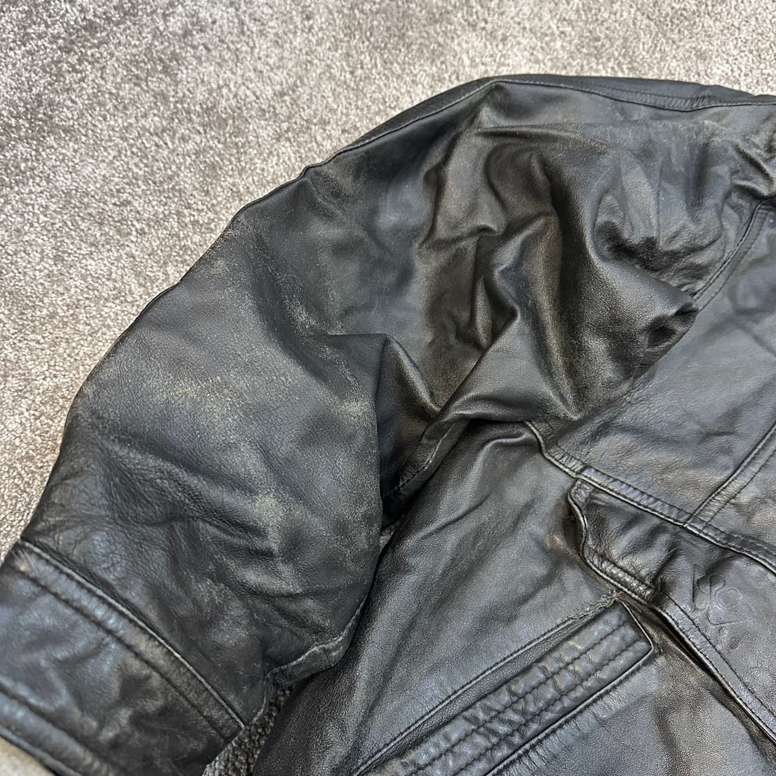 빈티지 블랙 양가죽 봄버 자켓XL 상품이미지5