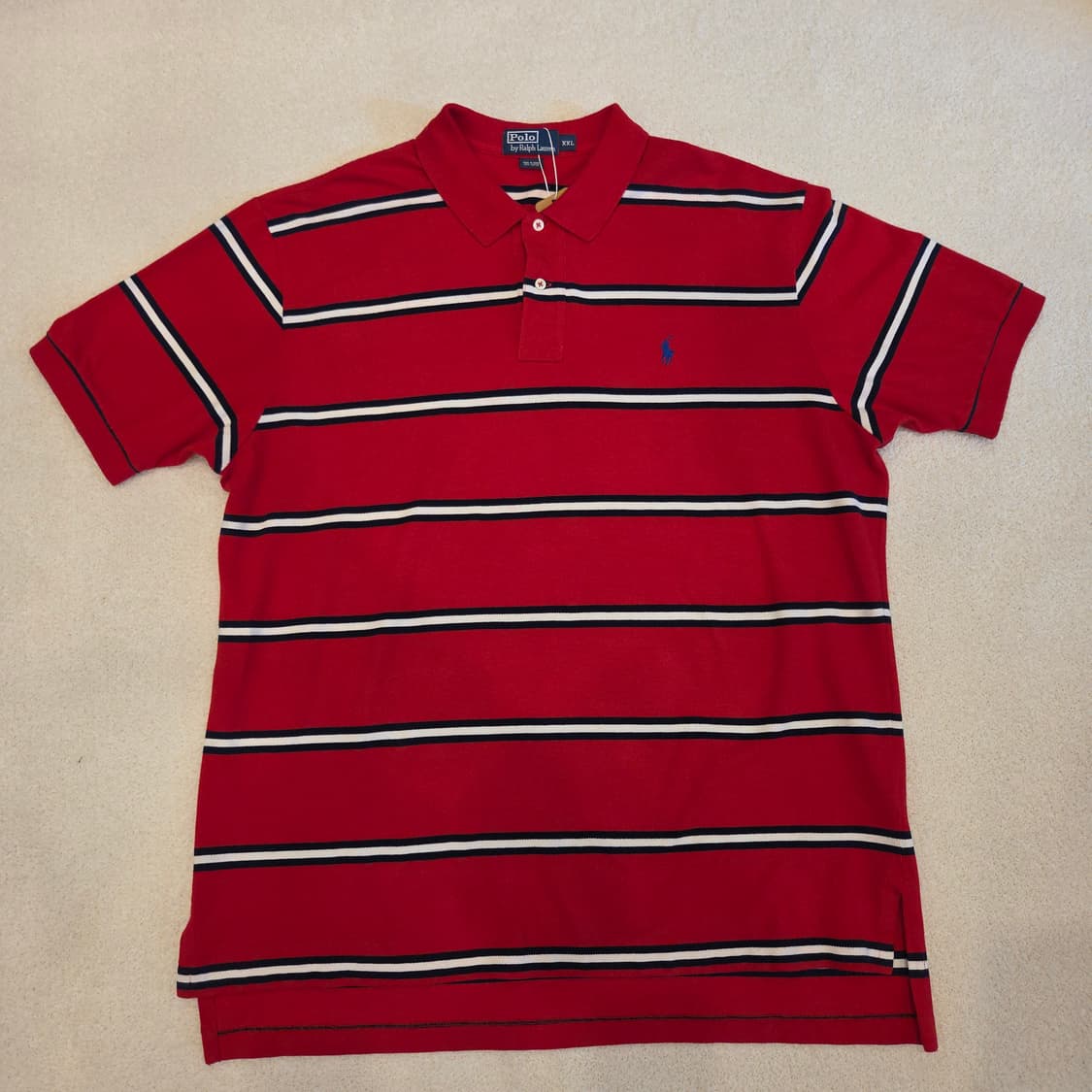  [XXL/오버핏] 폴로 랄프로렌 스트라이프 메시 폴로 셔츠 (Red) 상품이미지2