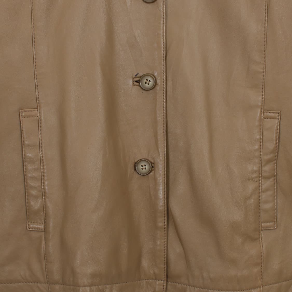 Azzurro 빈티지 베이지 리얼 양가죽 싱글 자켓﻿ 상품이미지5