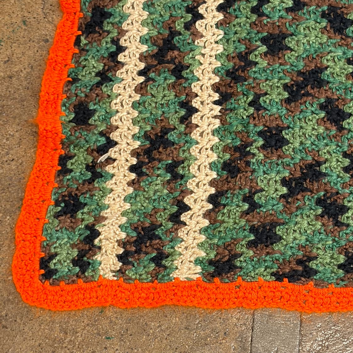 90s USA 니트 울 카모 카페트 러그 매트 상품이미지2