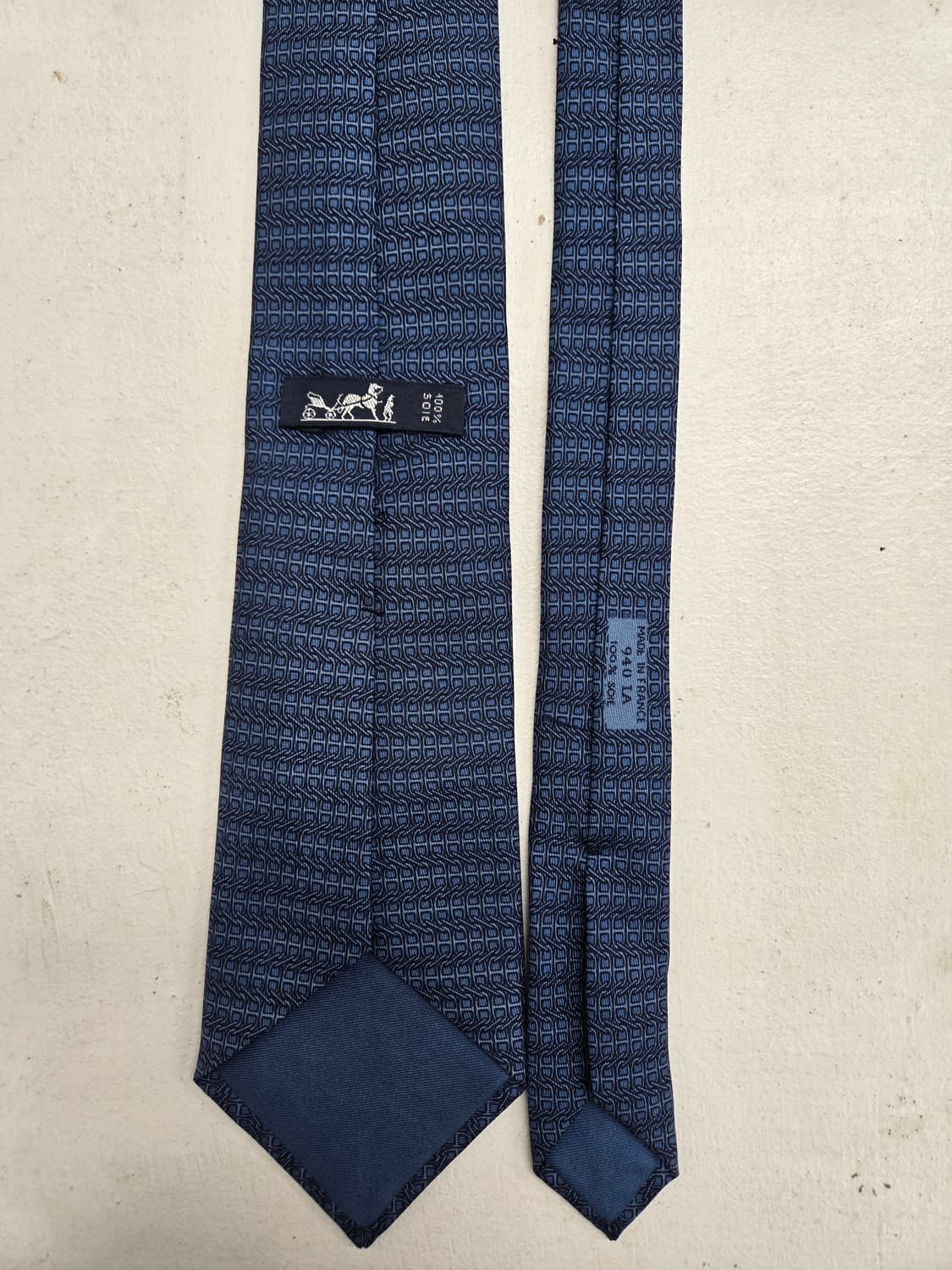 에르메스 블루 패턴 실크넥타이 상품이미지2
