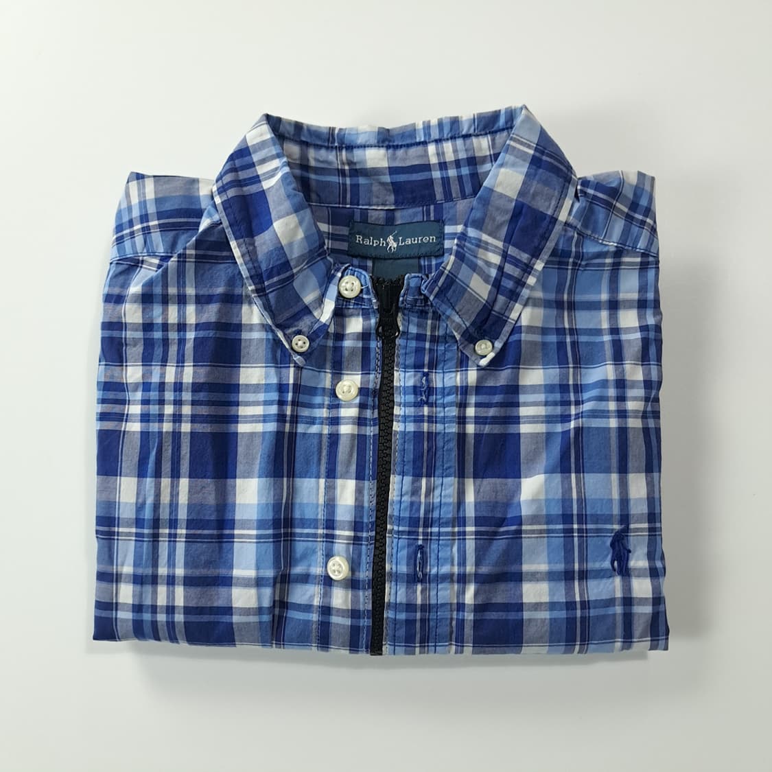 CK159 FREE 폴로 00s 블루 타탄체크 크롭 셔츠 상품이미지6