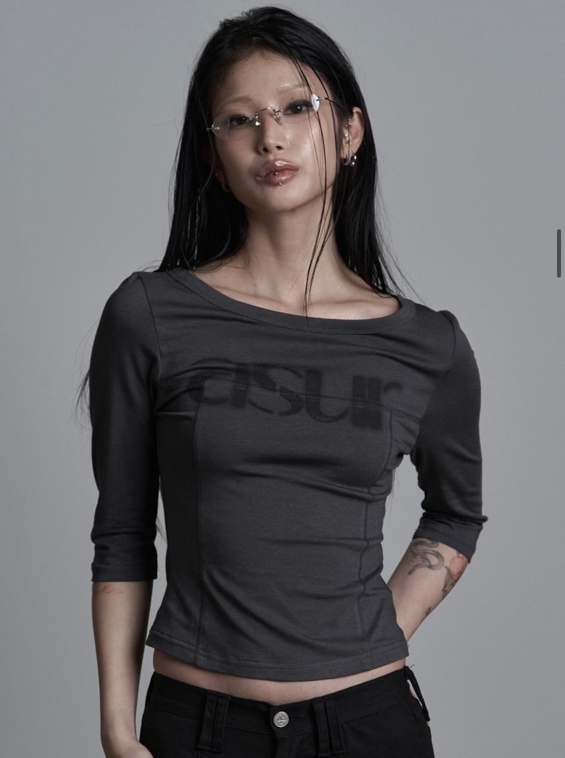 asur애즈유아 소잉 보트넥 7부티 상품이미지2