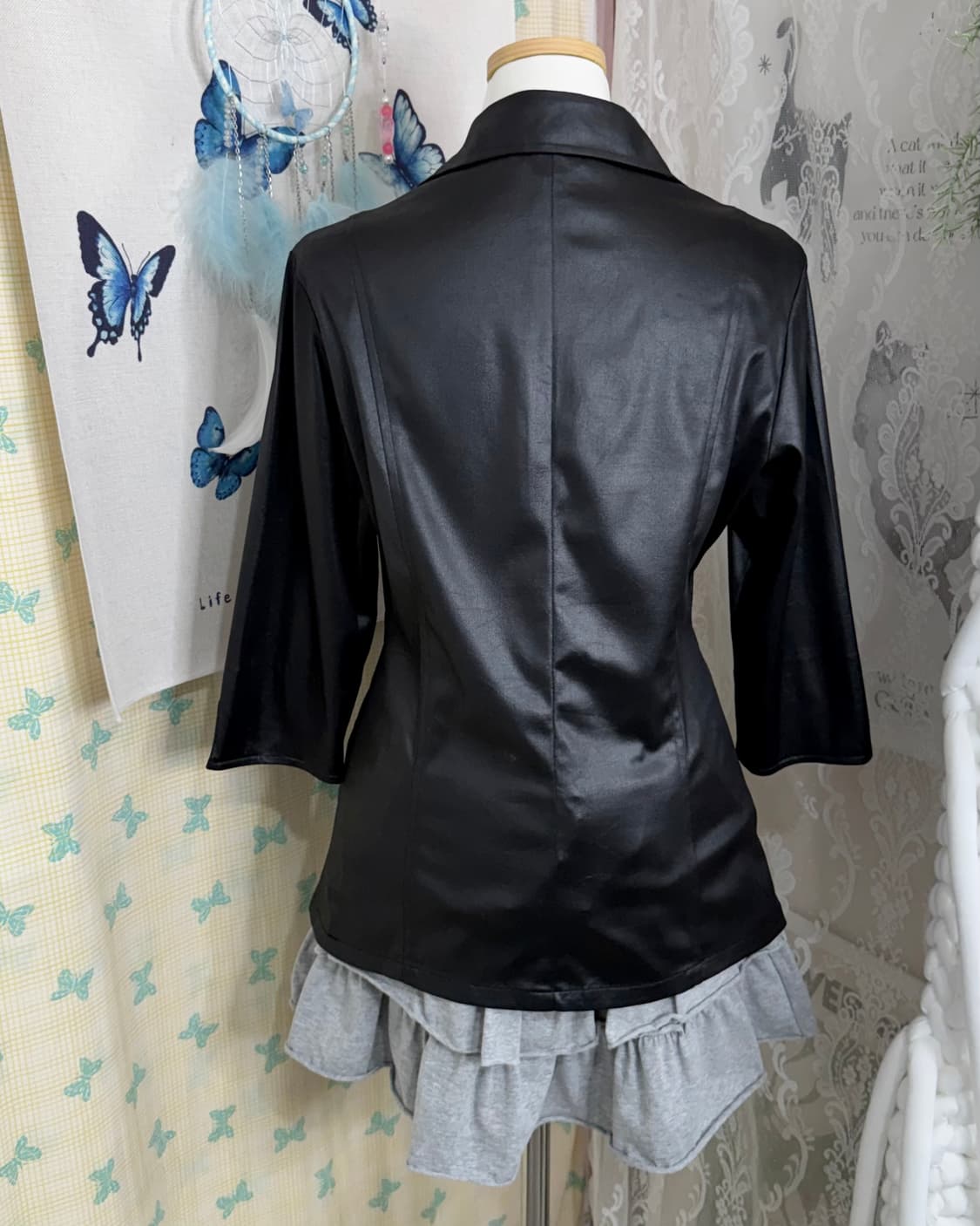 블랙 레더 무드 집업 셔츠 상품이미지6