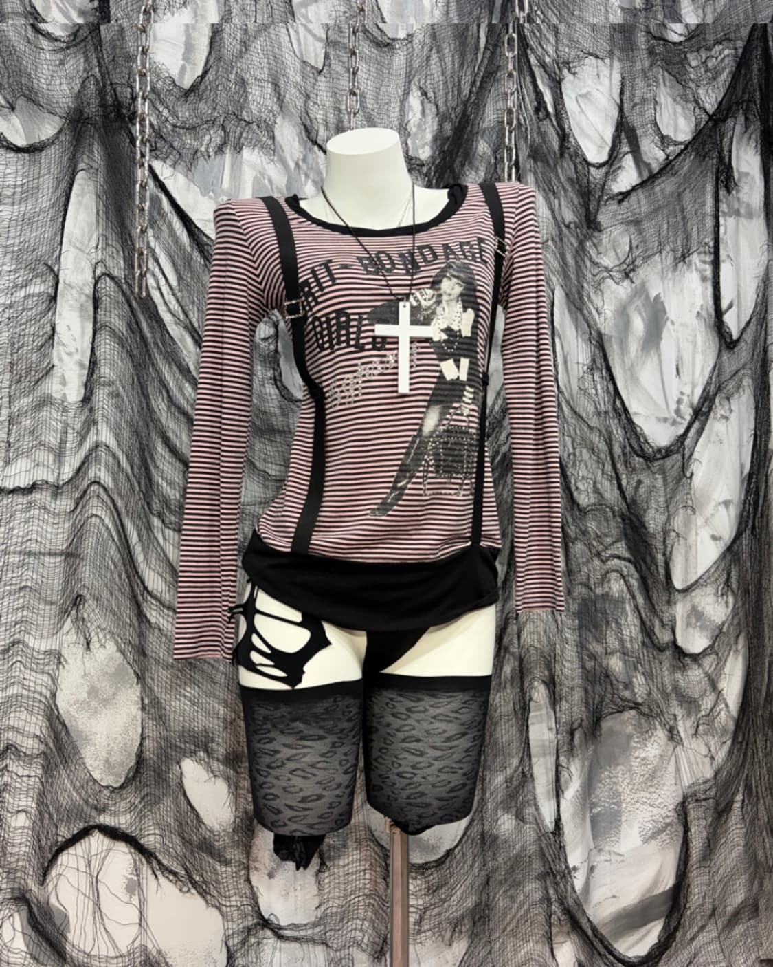 Kitsch Stripe girlish strap long sleeve 상품이미지1