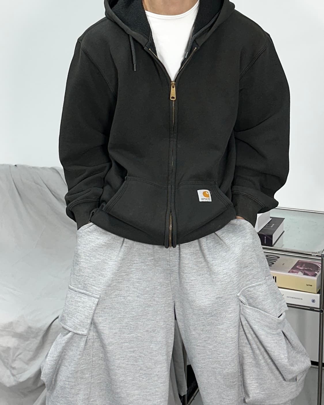 칼하트 블랙 미드웨이트 후드집업 M 상품이미지1