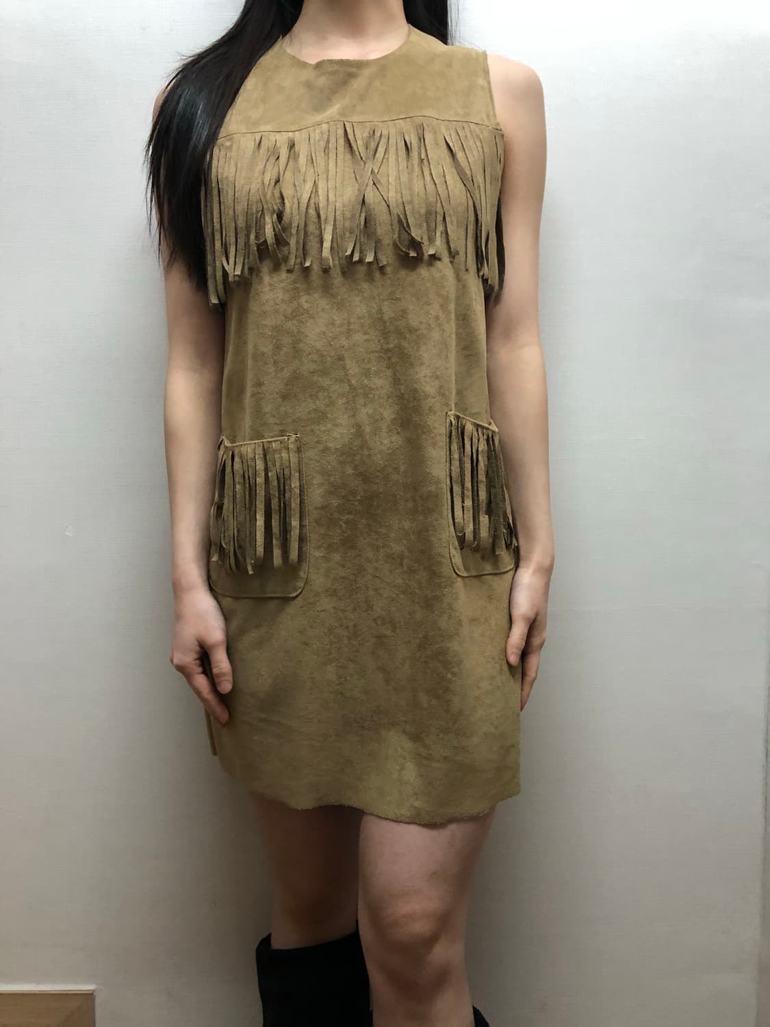 빈티지 브라운 스웨이드 프린지 원피스 상품이미지6