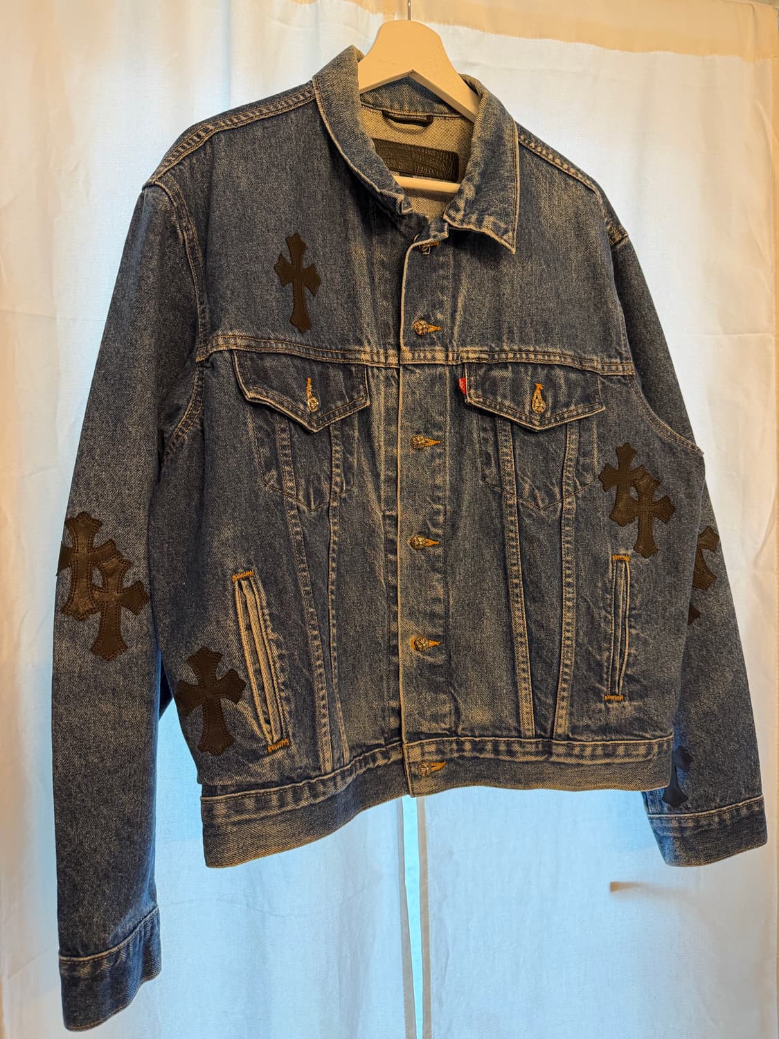 크롬하츠 리바이스 레더 패치 트러커 자켓 상품이미지1