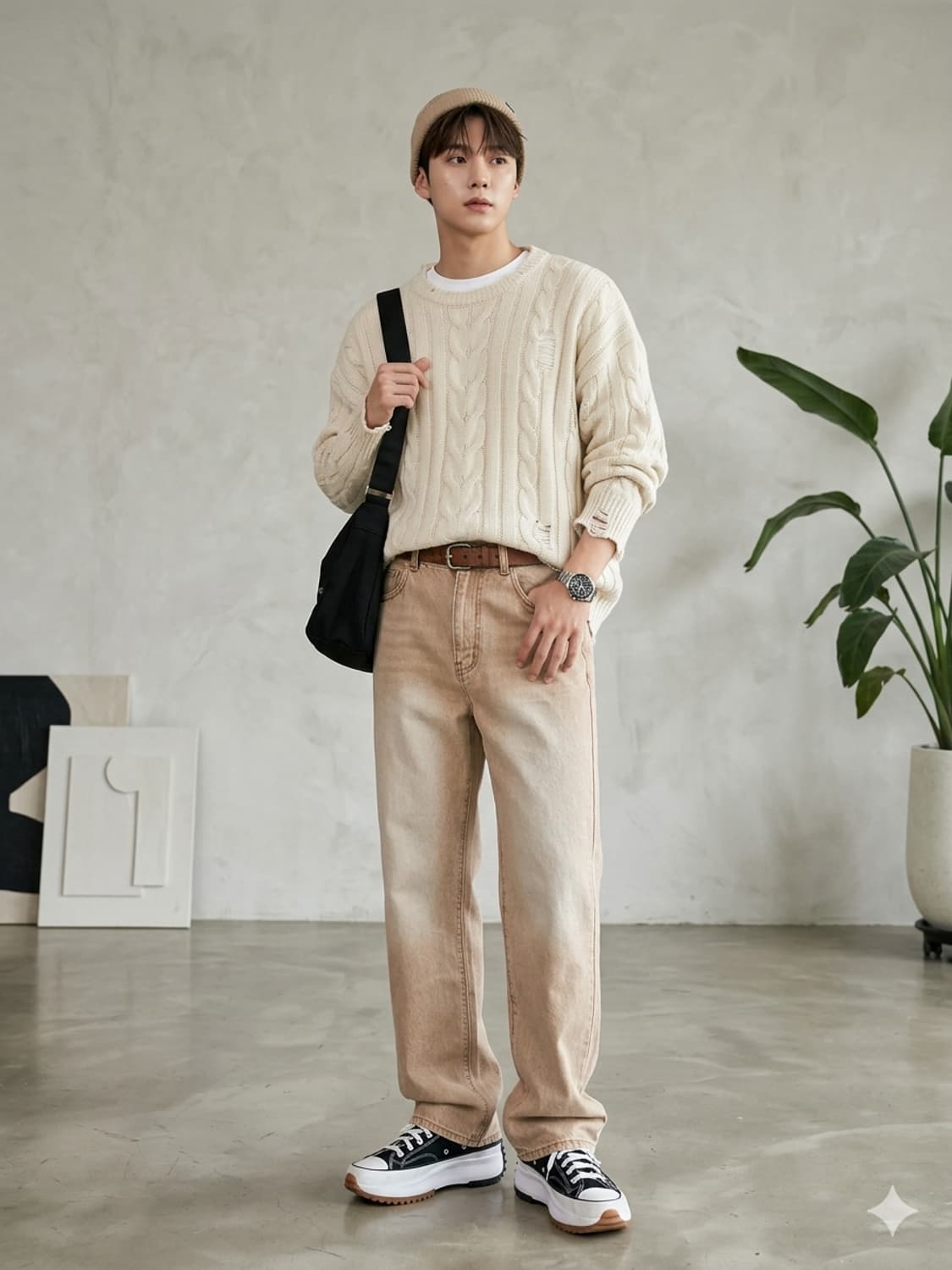 BESLOW 비슬로우 워시드 브라운 데님 팬츠 상품이미지1