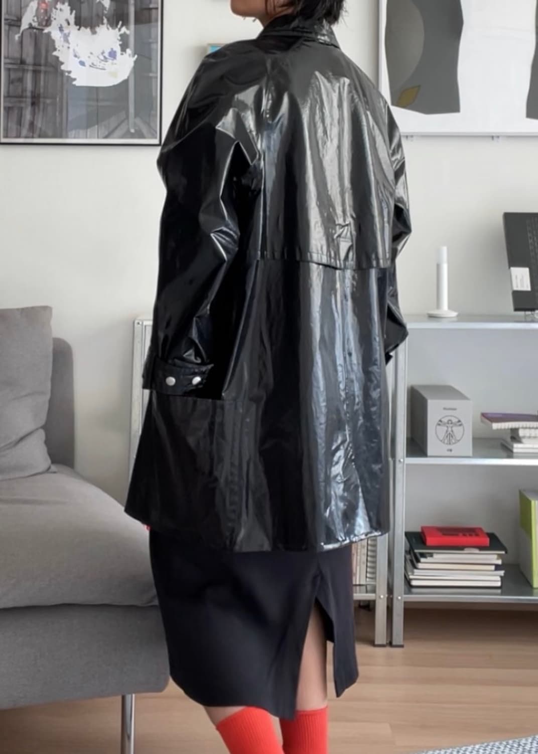 이자벨마랑 코팅 하프 트렌치코트 블랙 상품이미지9