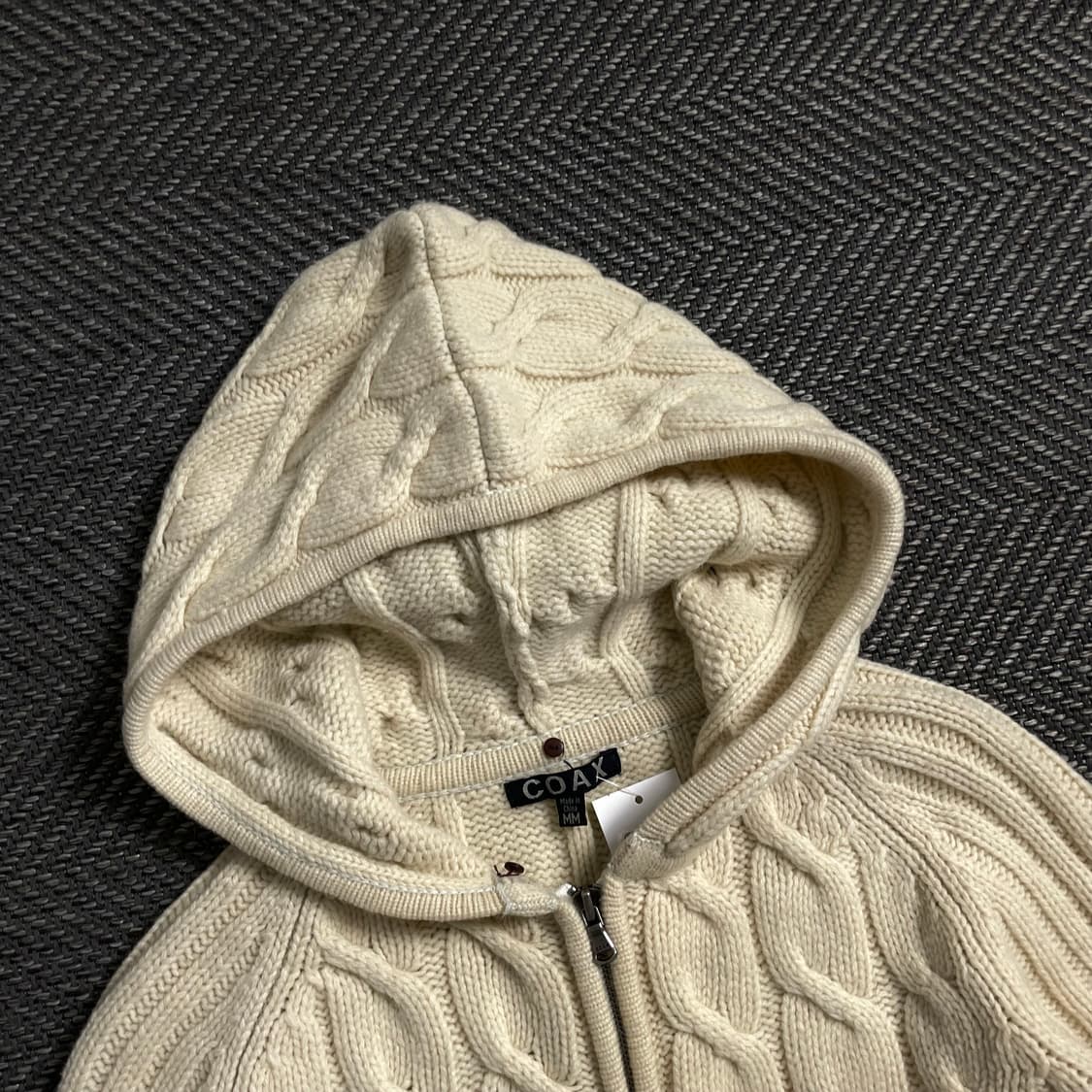 Coax 우먼스 빈티지 꽈베기 케이블 니트 후드 집업y 4056 상품이미지4