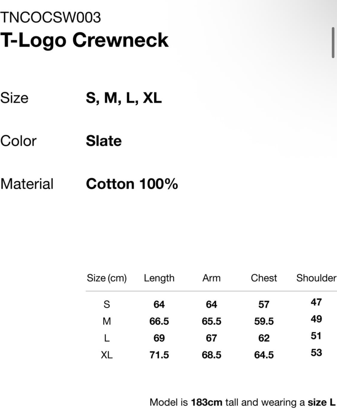T-Logo Crewneck Slate (003) M 상품이미지3