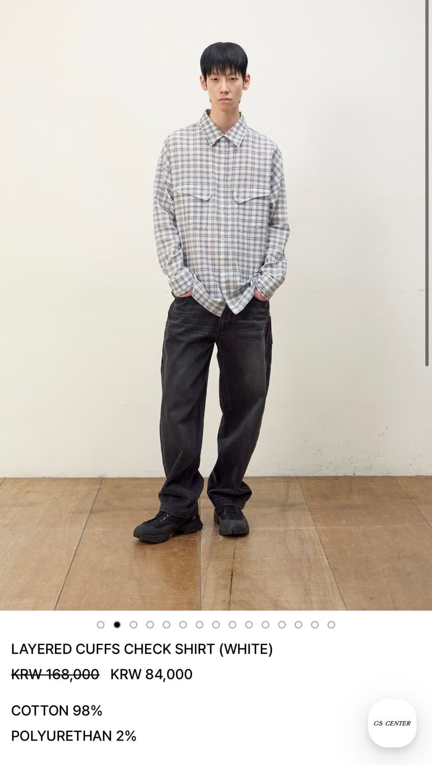 etce LAYERED CUFFS CHECK SHIRT (WHITE) M 상품이미지1