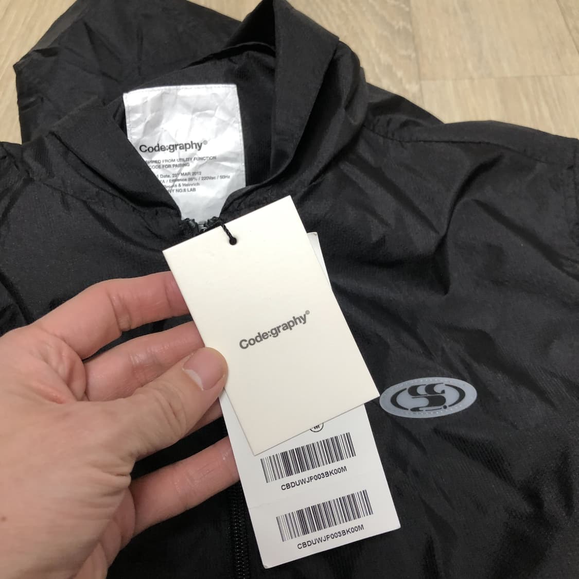 (우먼스 M) 새상품 코드그라피 WAVE 로고 심볼 시스루 반팔 후드집업 상품이미지5