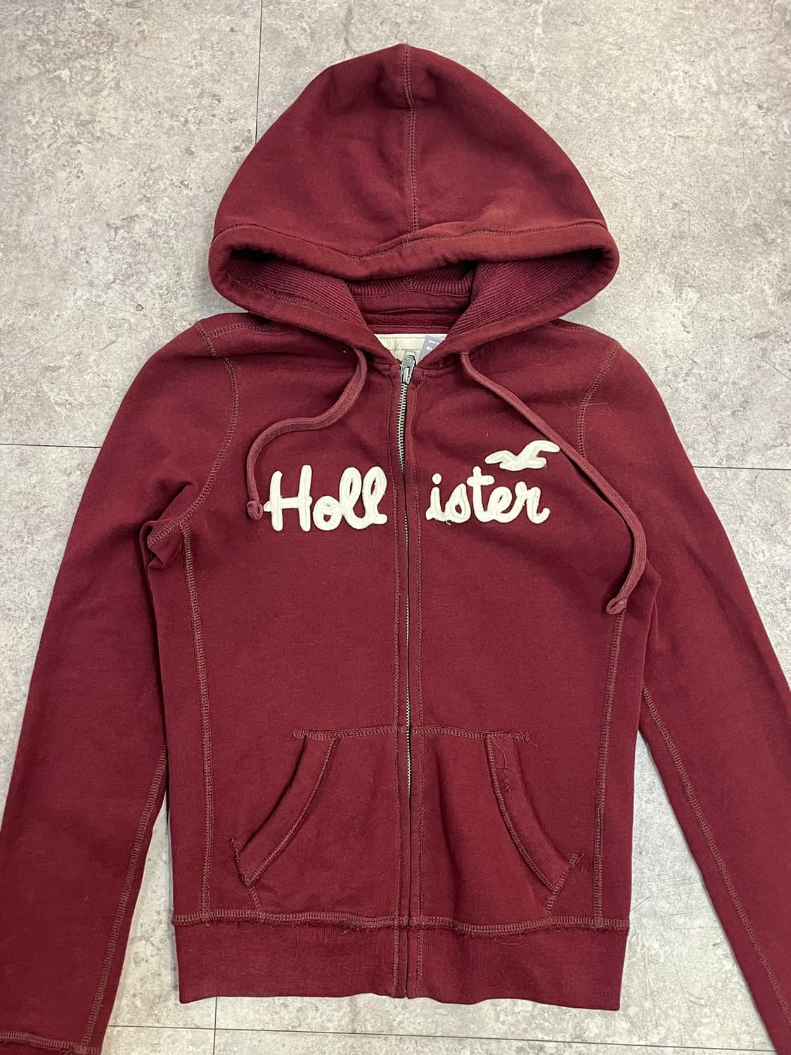 홀리스터 기모 후드집업 버건디 S #csz2734 상품이미지5
