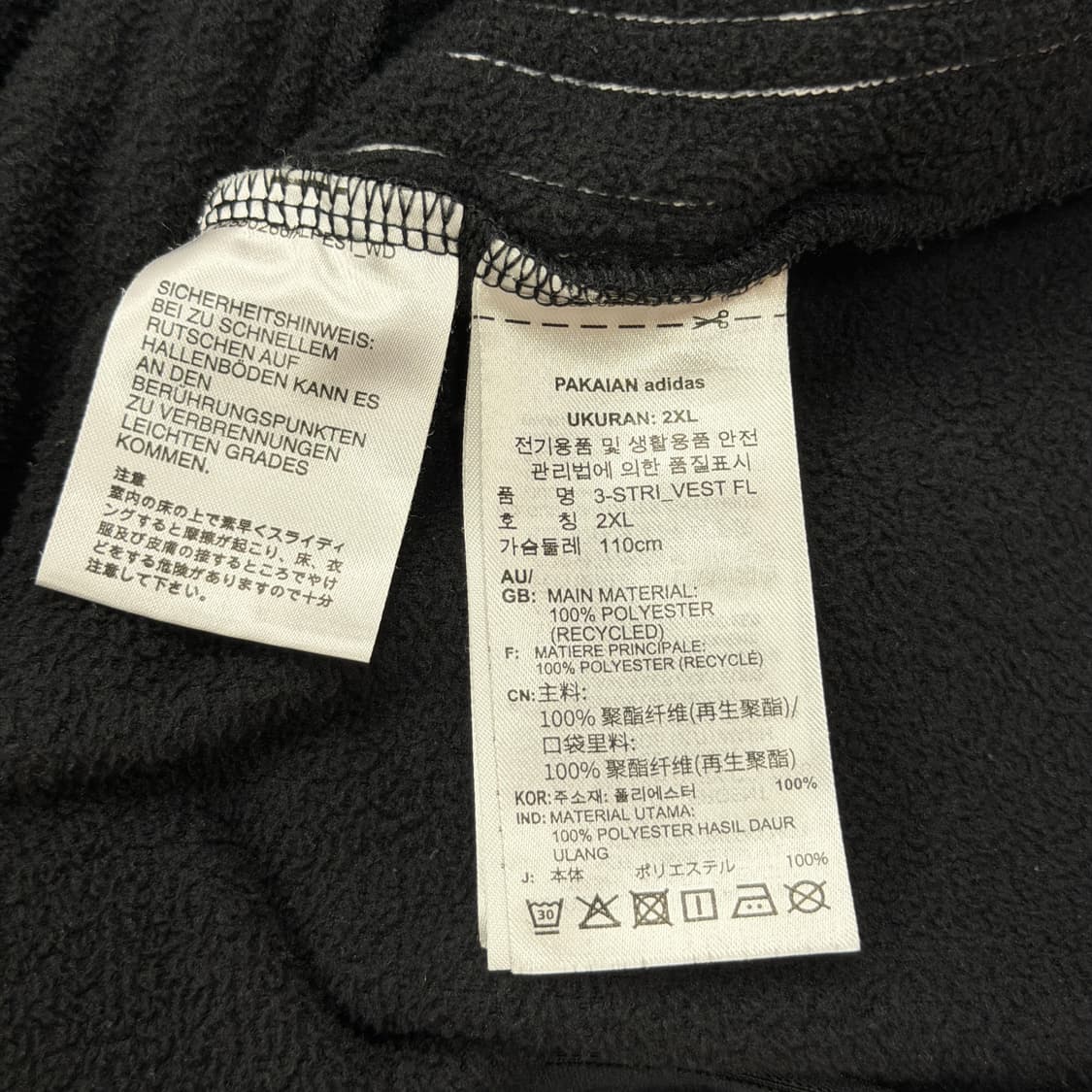 아디다스 빈티지 3S 삼선 플리스 베스트 조끼 블랙 2XL 상품이미지4