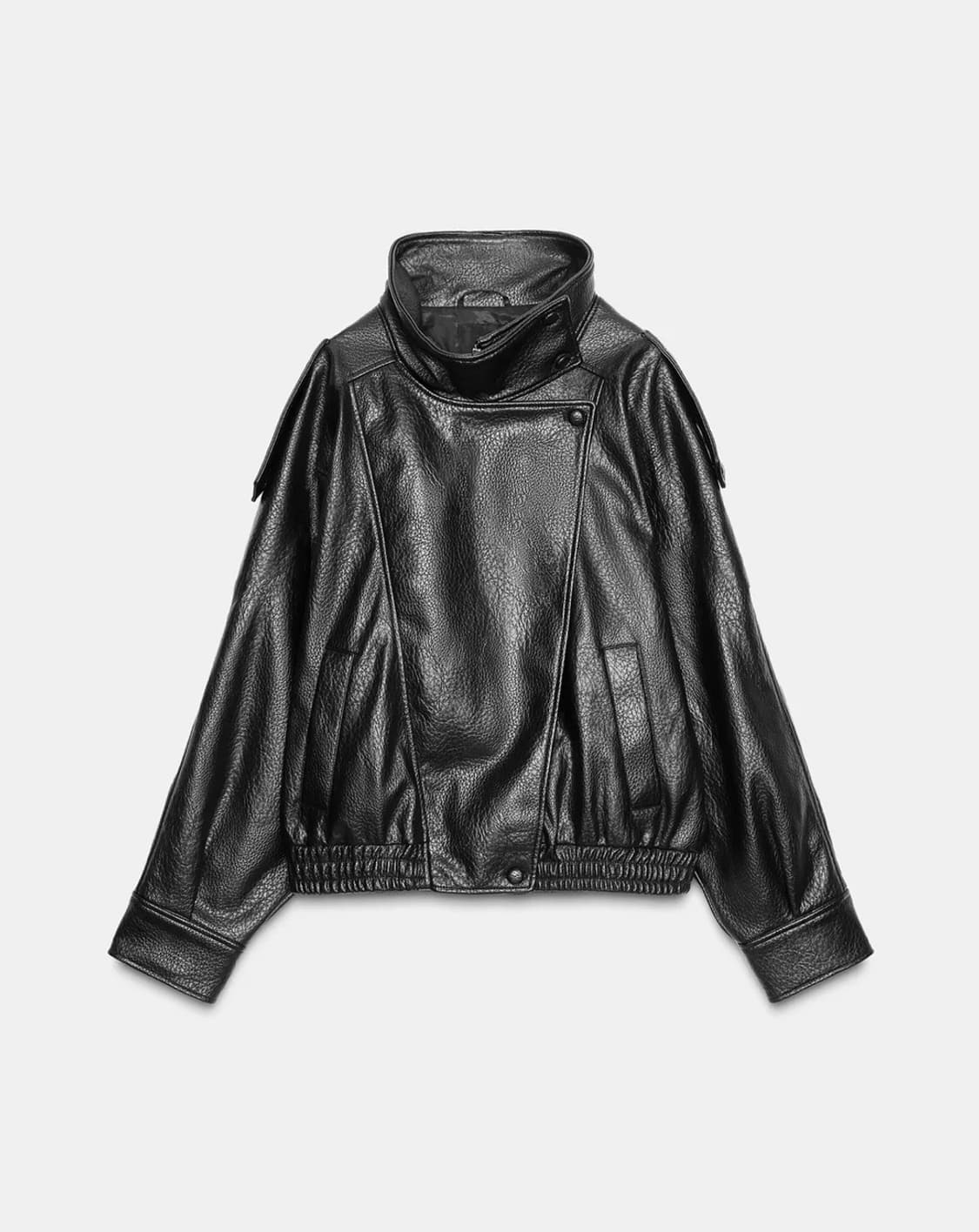 ZARA 페이크 레더 점퍼 블랙 S 상품이미지1