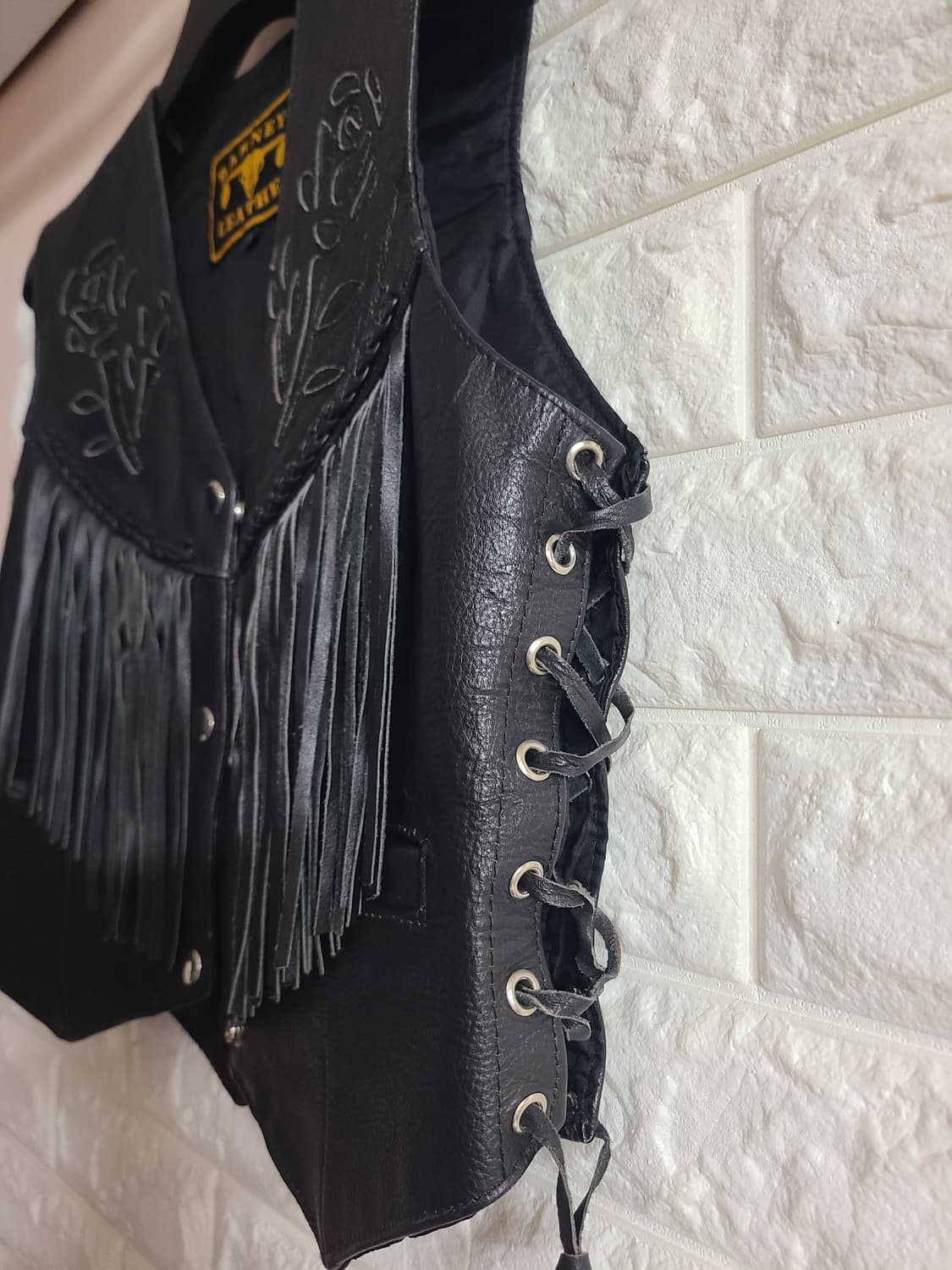 BARNEY'S LEATHER 프린지 가죽 베스트 블랙(55) 상품이미지4