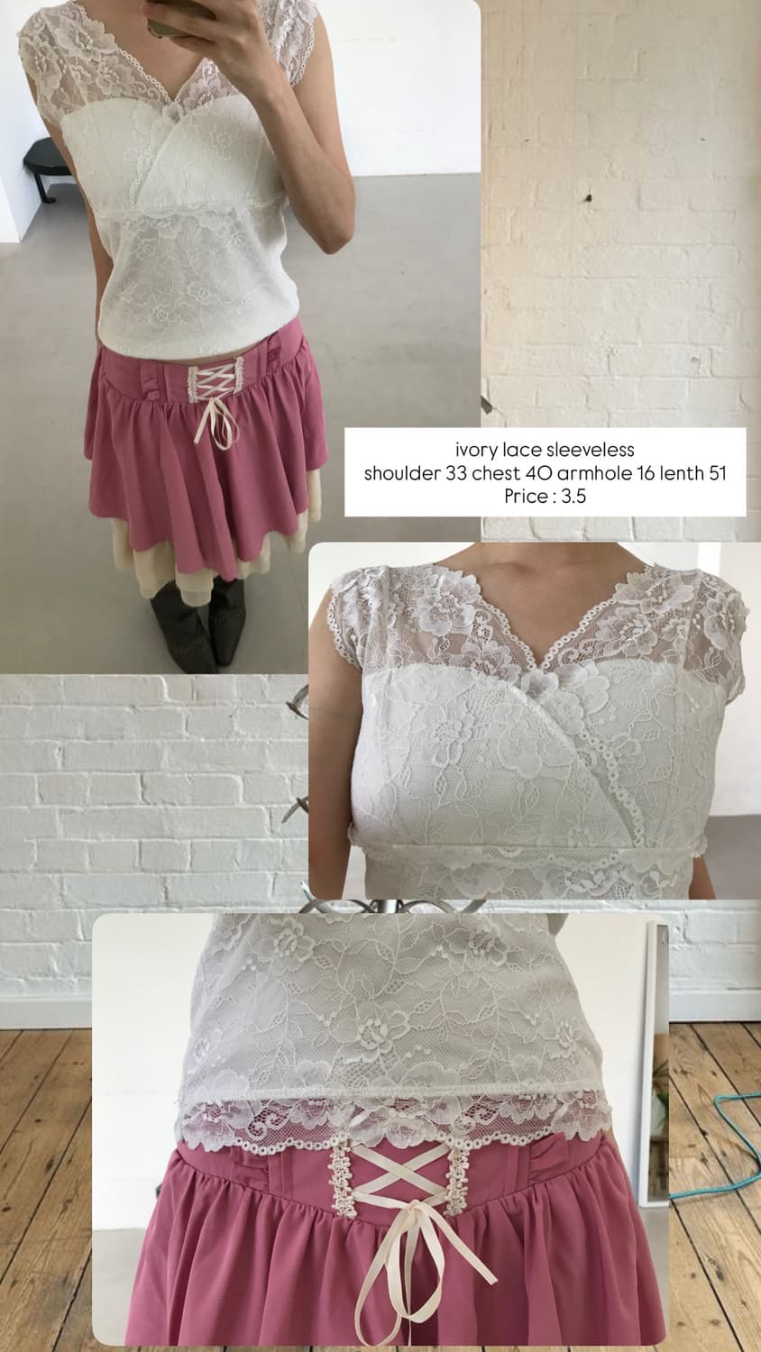 vintage ivory lace sleeveless 상품이미지4