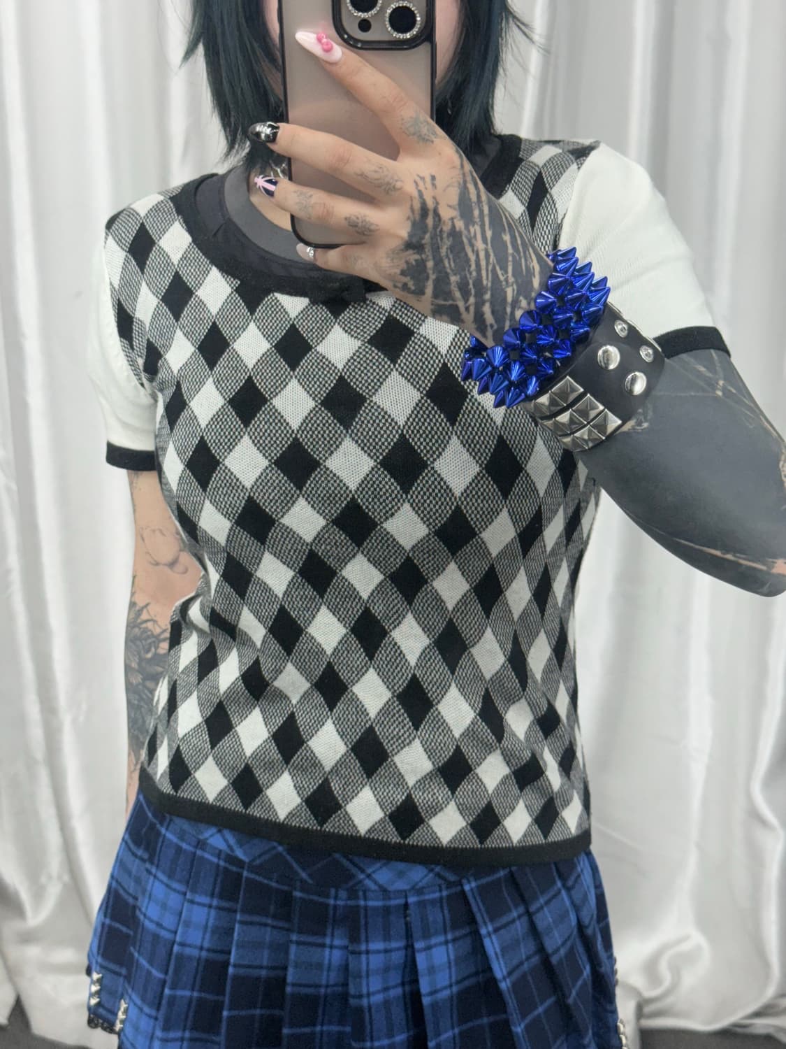 Black argyle pattern knit 상품이미지1