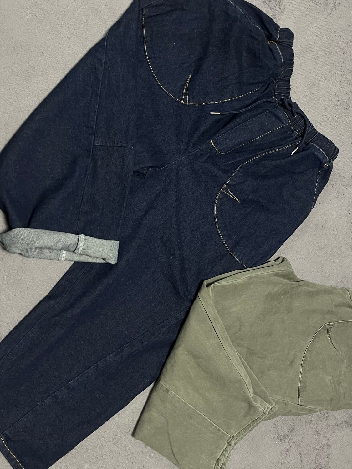 [새상품] 벌룬 와이드 팬츠 바지 진청 카키 상품이미지6