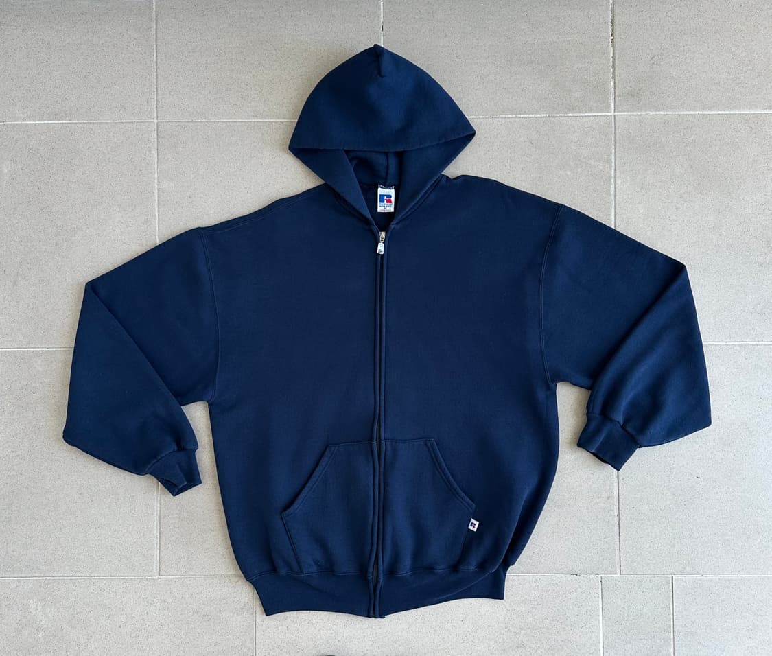 90s 빈티지 러셀 후드집업 네이비 XL 상품이미지1