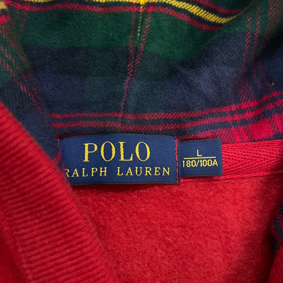 폴로 랄프로렌 빅 포니 체크 후드집업 레드 상품이미지4