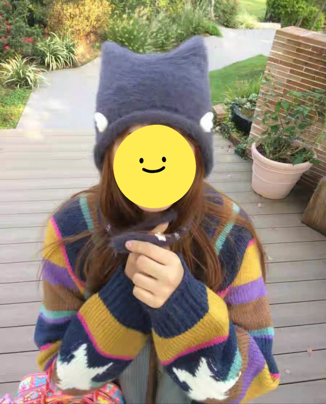 곰돌이 스트라이프 집업 니트 가디건 상품이미지1