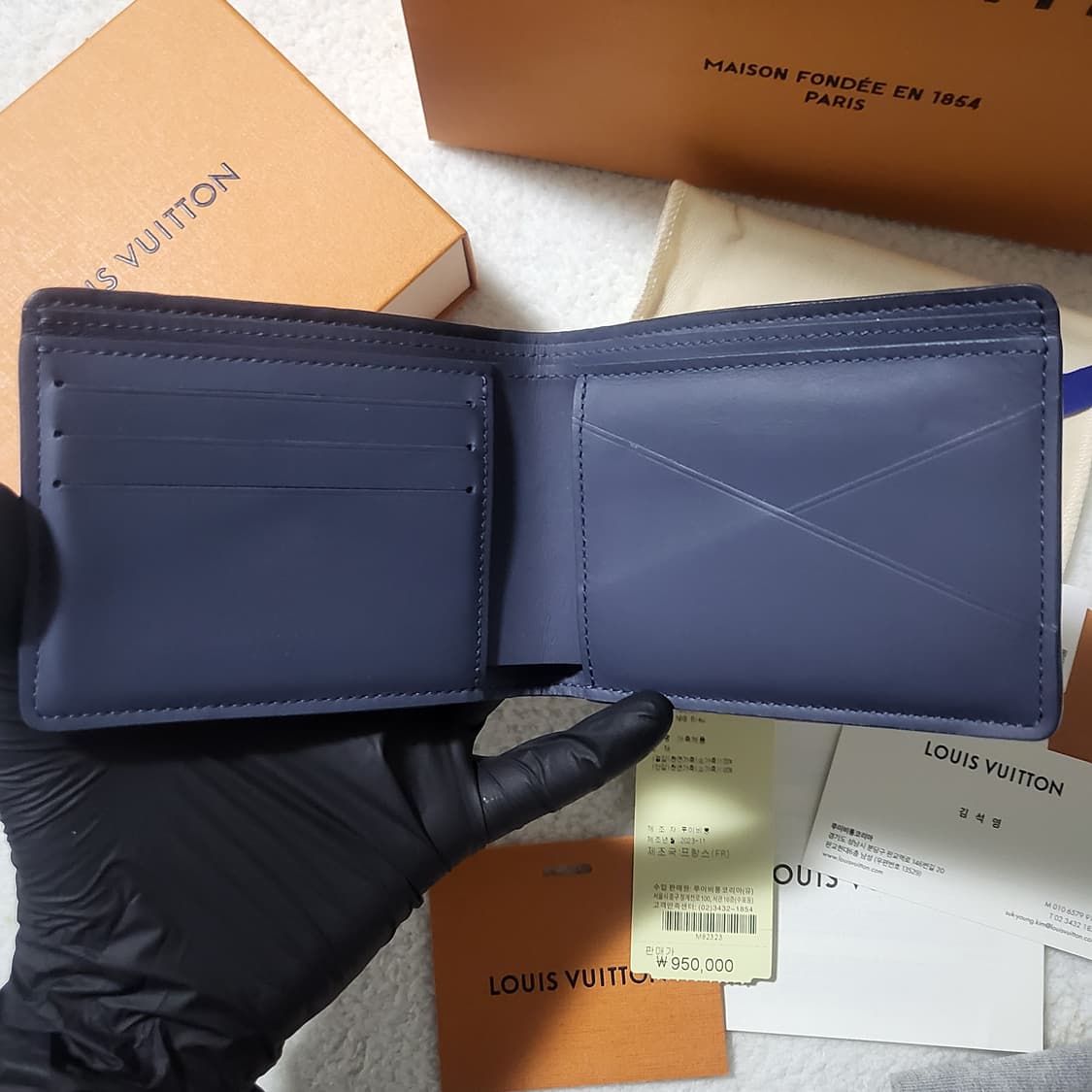 [한정판/풀구성] 루이비통 쉐도우 멀티플 반지갑 네이비 리버 블루  상품이미지4