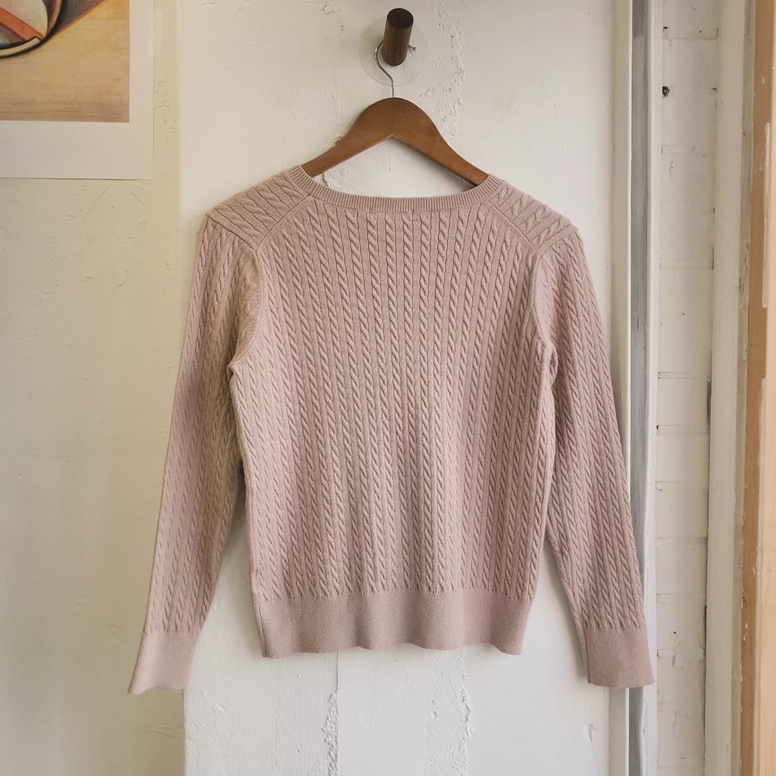 Global work 핑크베이지 케이블 니트 상품이미지6