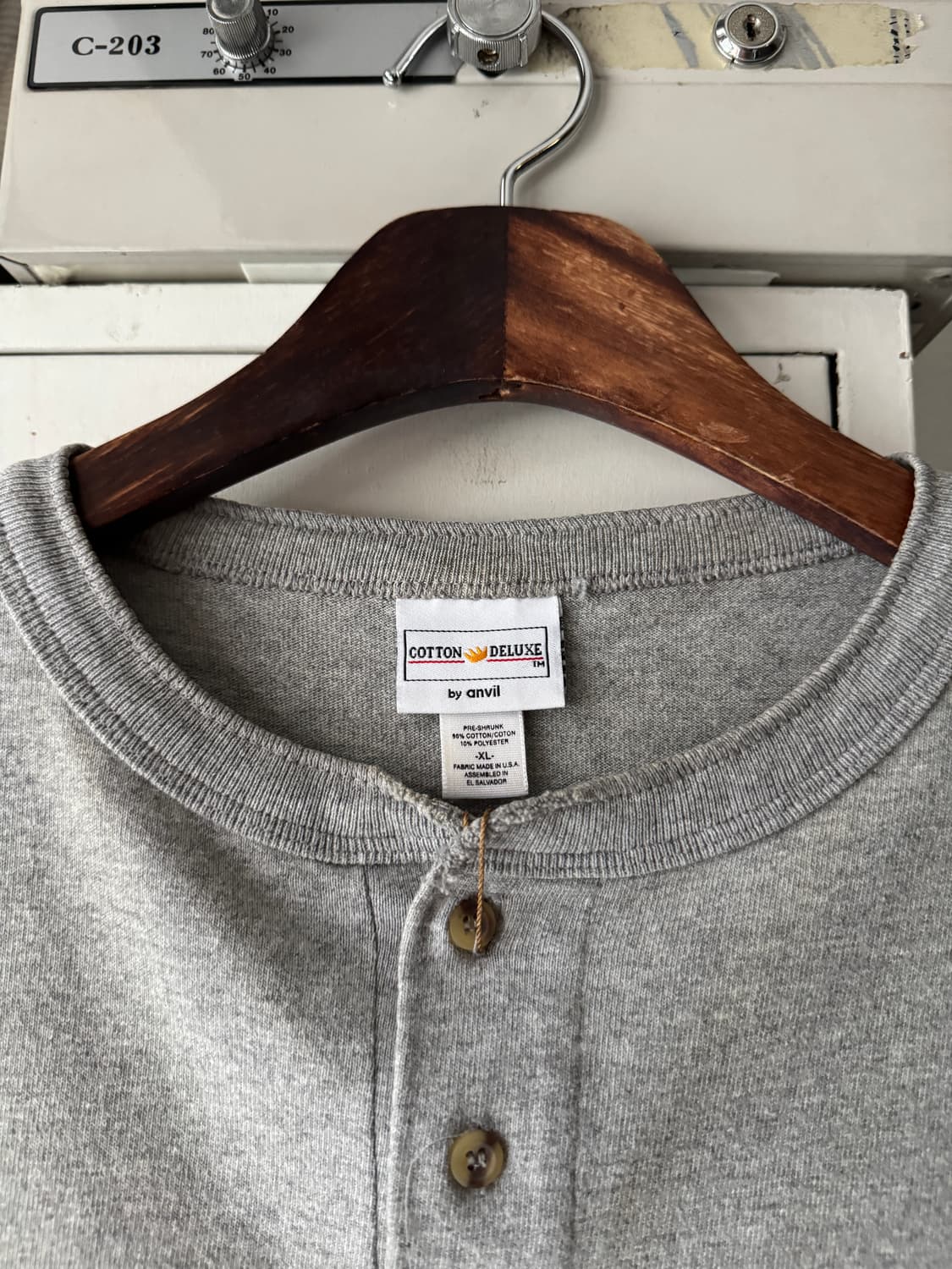 [XL]00's Anvil Made in USA 올드카 헨리넥 티셔츠 상품이미지3