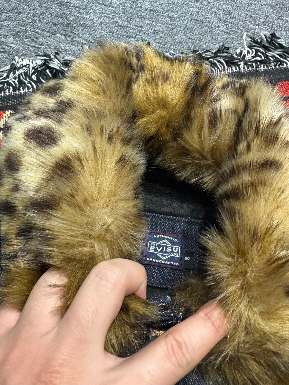 에비수 레오파드 퍼 데님자켓 상품이미지5