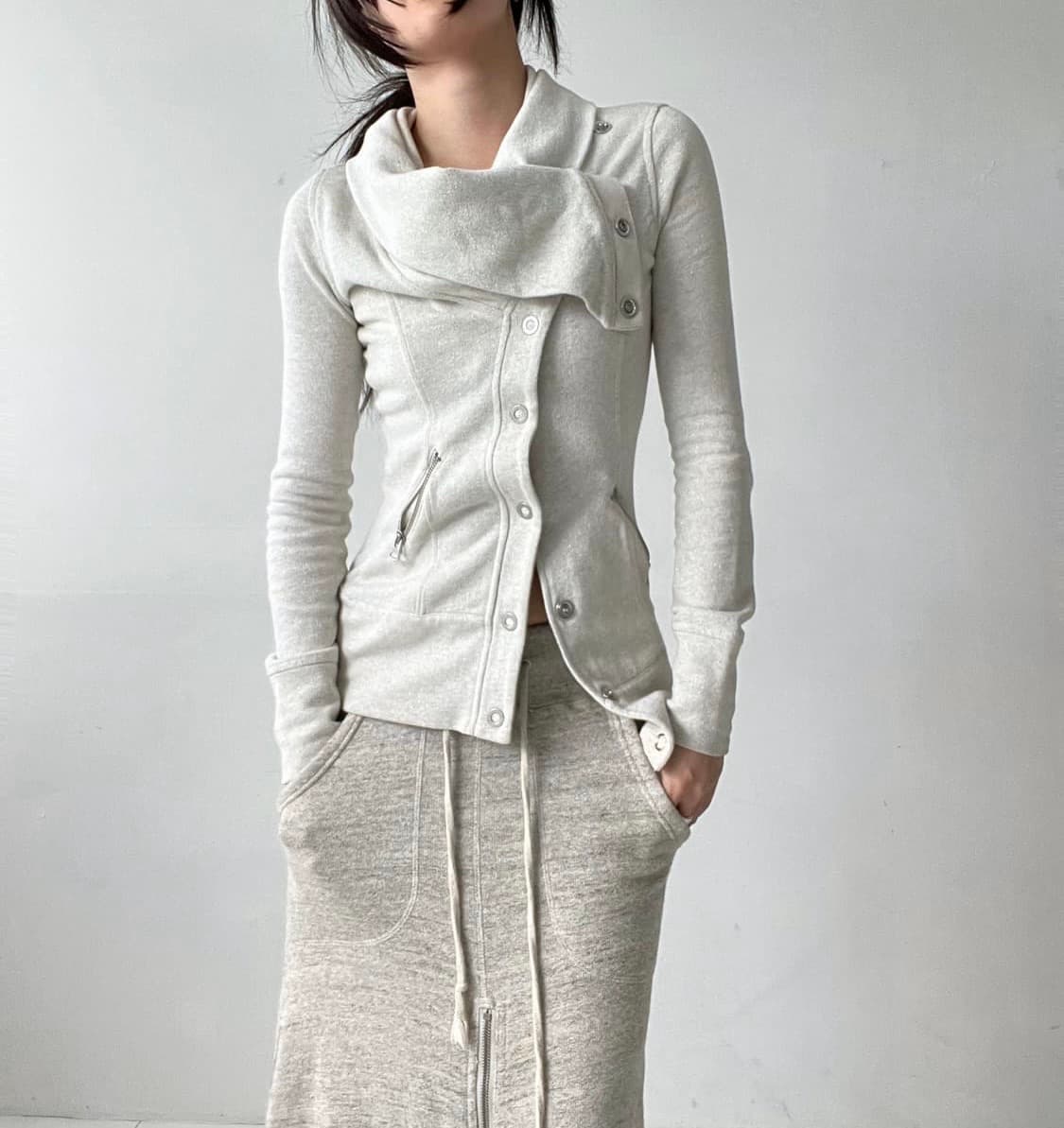 A/X 드레이프 하이넥 버튼 탑 상품이미지2