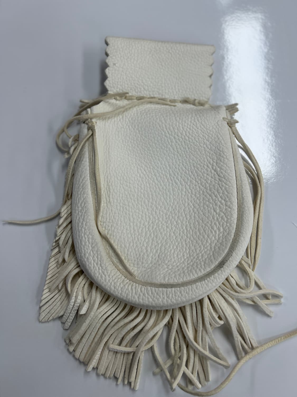 GOROS 올드고로스 디어스킨 프린지 화이트 콘초 메디슨백 상품이미지6