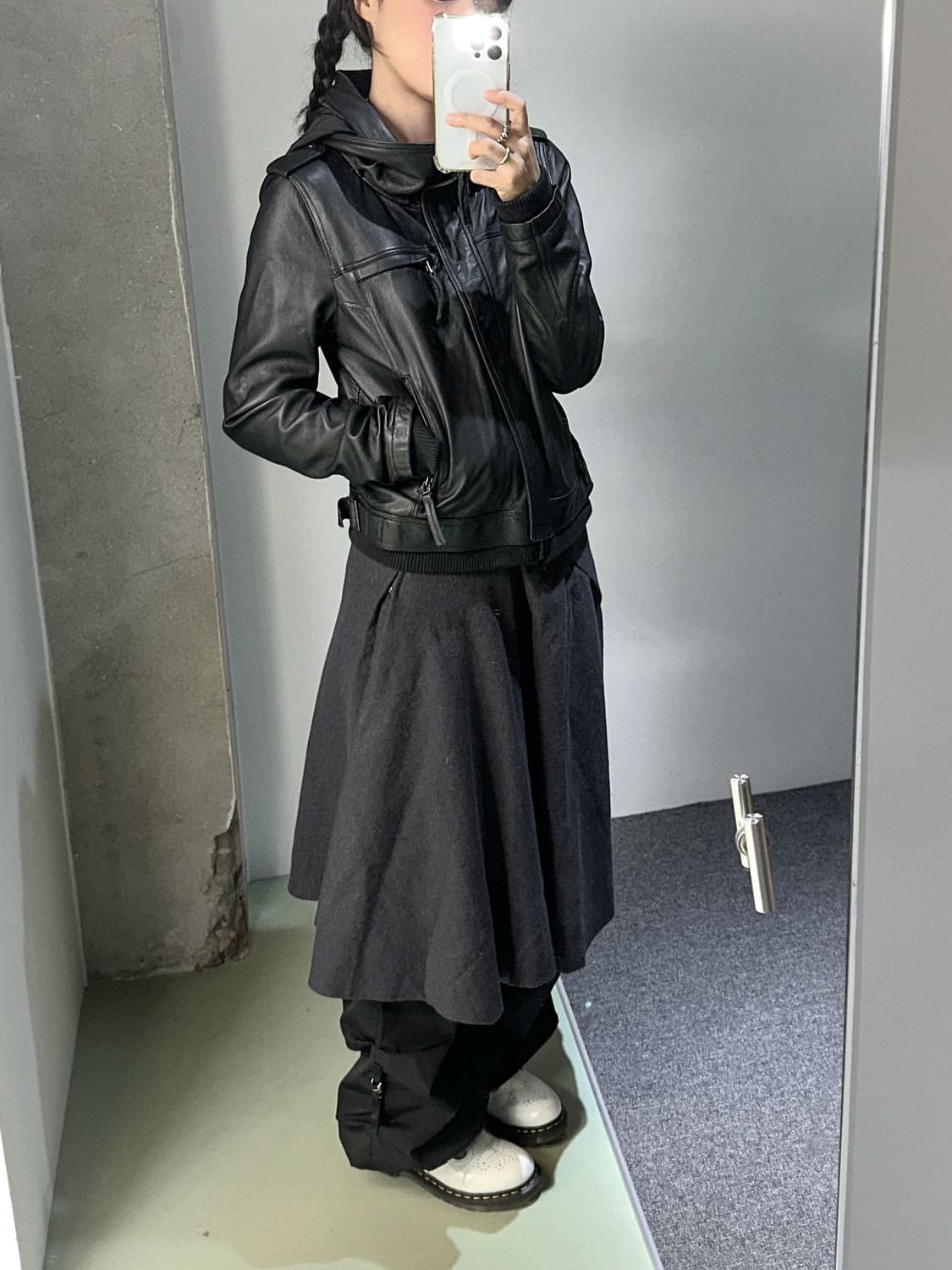 charcoal side zipper wrap skirt 상품이미지3