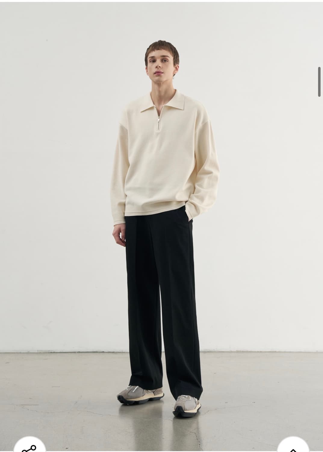 (새상품)(L) 드로우핏 PBT 카라 하프 집업 풀오버 니트 IVORY 상품이미지6