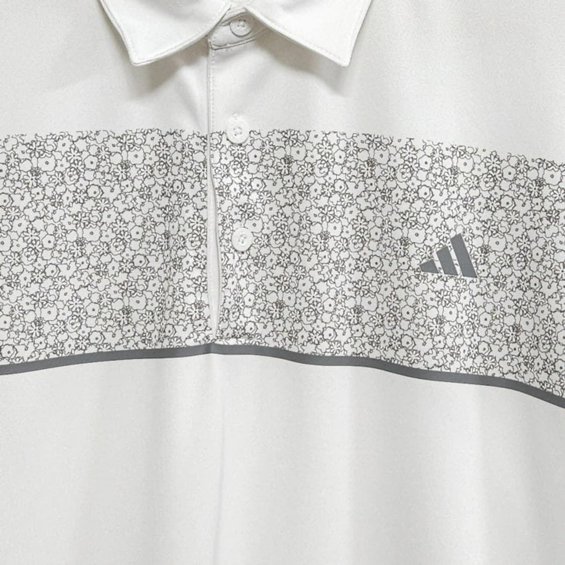 110 ADIDAS 아디다스 골프 플라워 패턴 기능성 반팔 카라티 화이트 상품이미지2