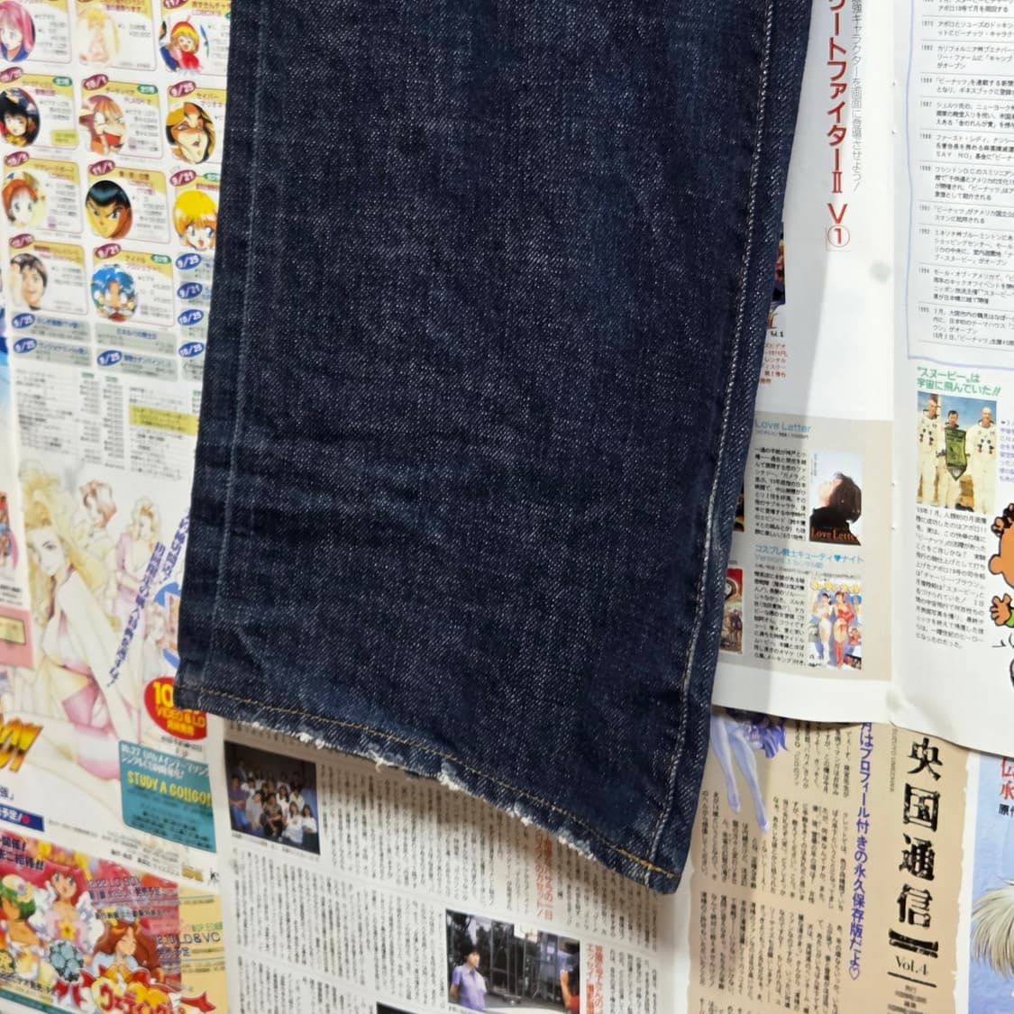 백포켓 자수 패치 버튼플라이 진청 워싱 데님 팬츠 상품이미지6