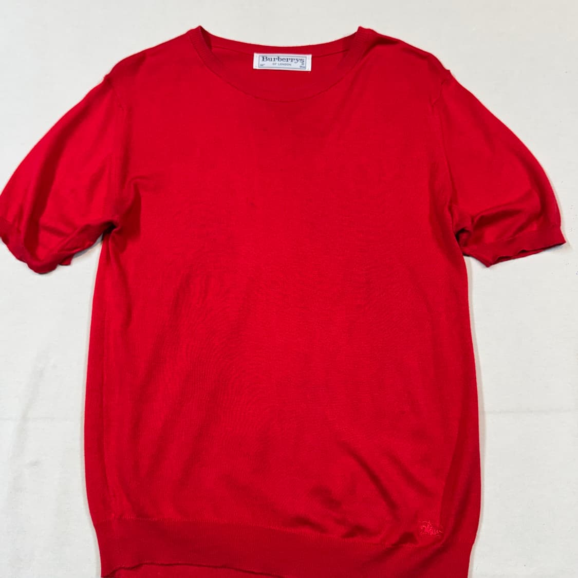 M) 버버리 기마로고 레드 반팔 니트 상품이미지2