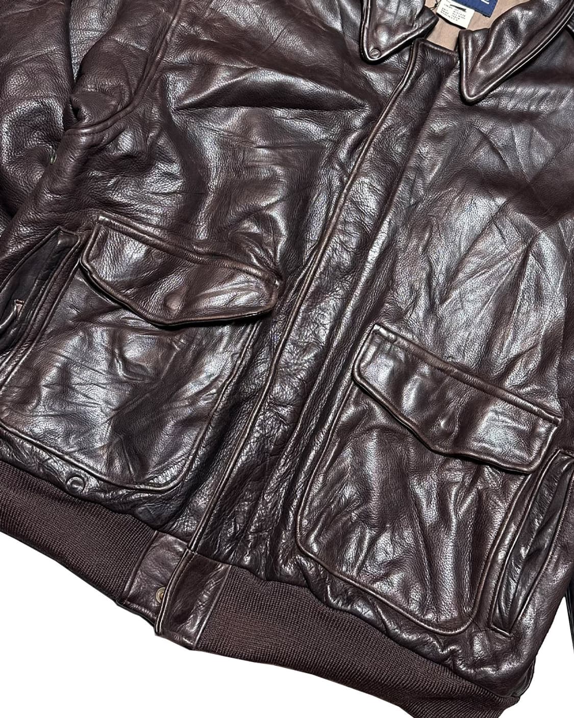 90s 헤비 리얼 레더 A-2 플라이트 자켓 made in usa 상품이미지4