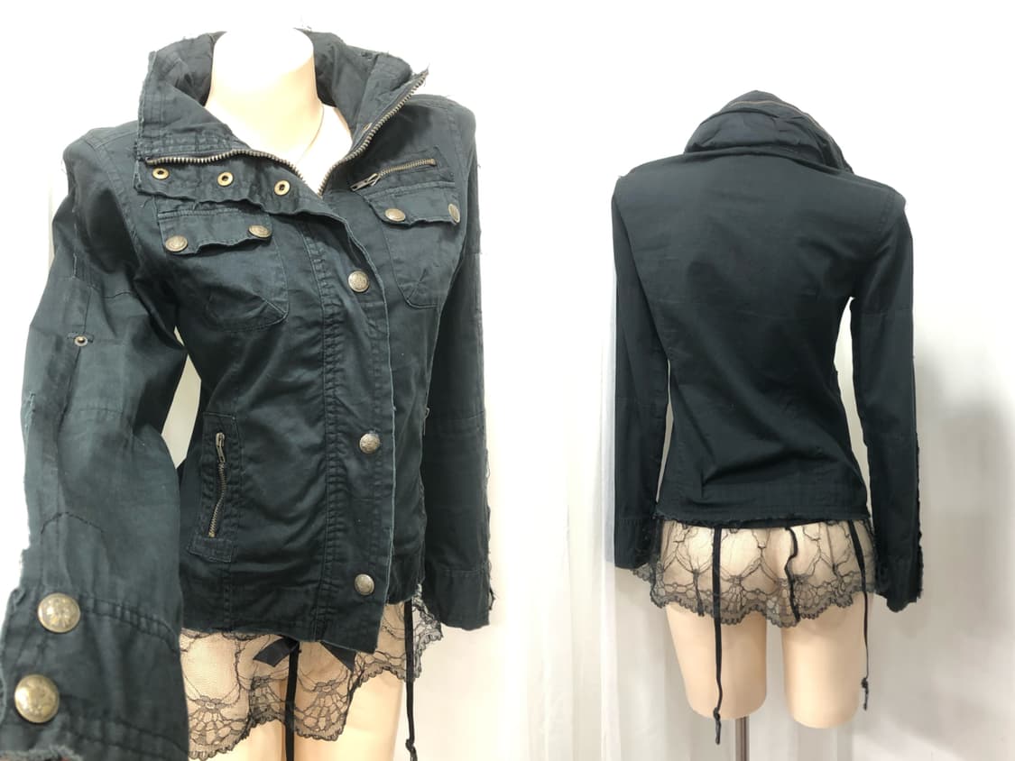 black y2k two way cotton zip up jacket 상품이미지3