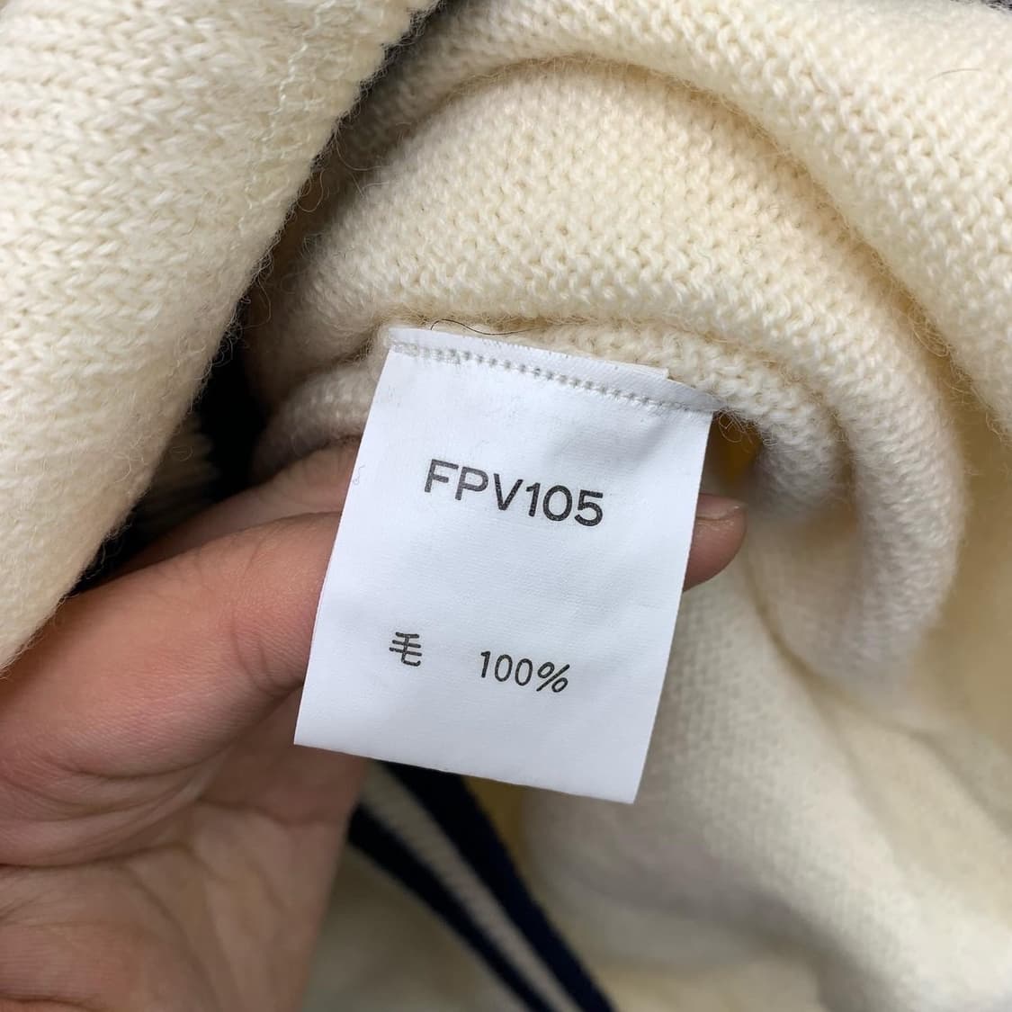 프레드페리 빅로고 울 아이보리 라운드 니트 상품이미지6