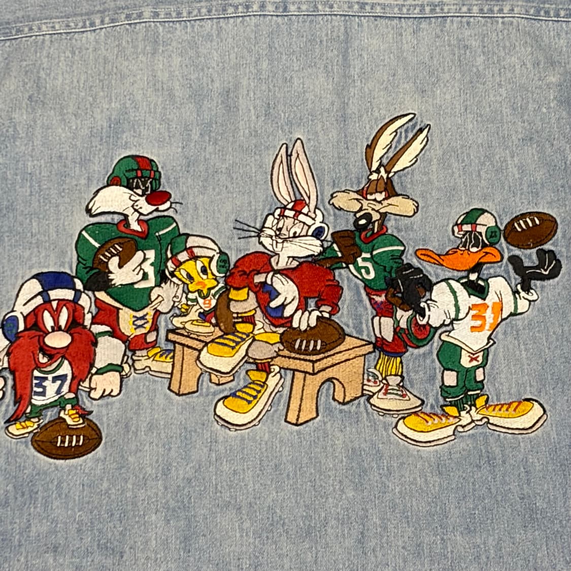 90s 미국 빈티지 루니툰즈 워너브라더스 연청 청남방 데님셔츠 상품이미지3