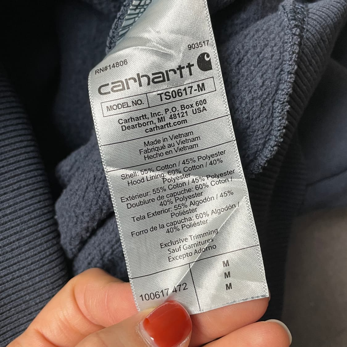 CARHARTT 칼하트 빈티지 네이비 하프집업 기모후드티 A00477 상품이미지9