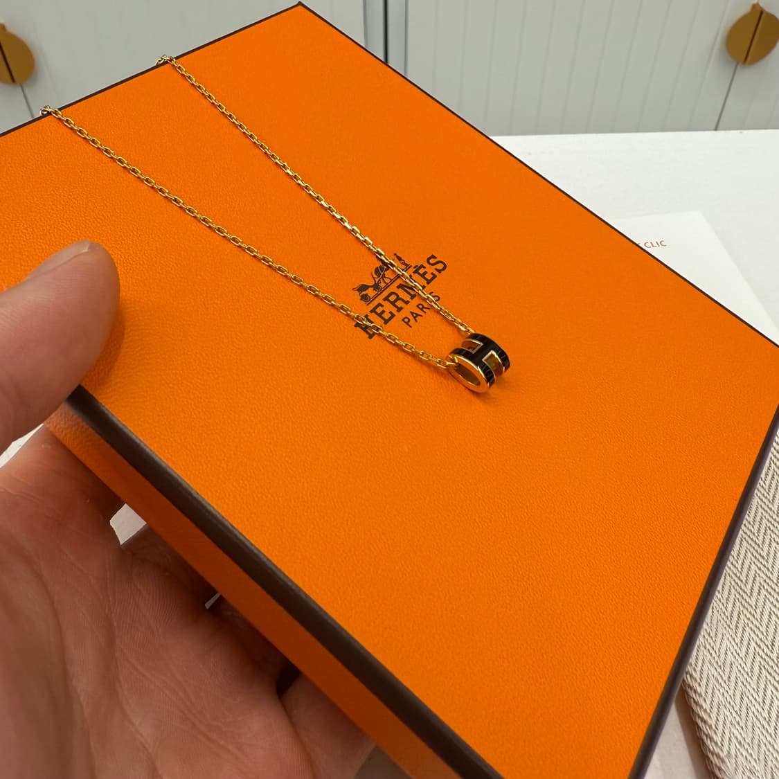 에르메스 미니 팝아슈 목걸이 블랙 골드 상품이미지4
