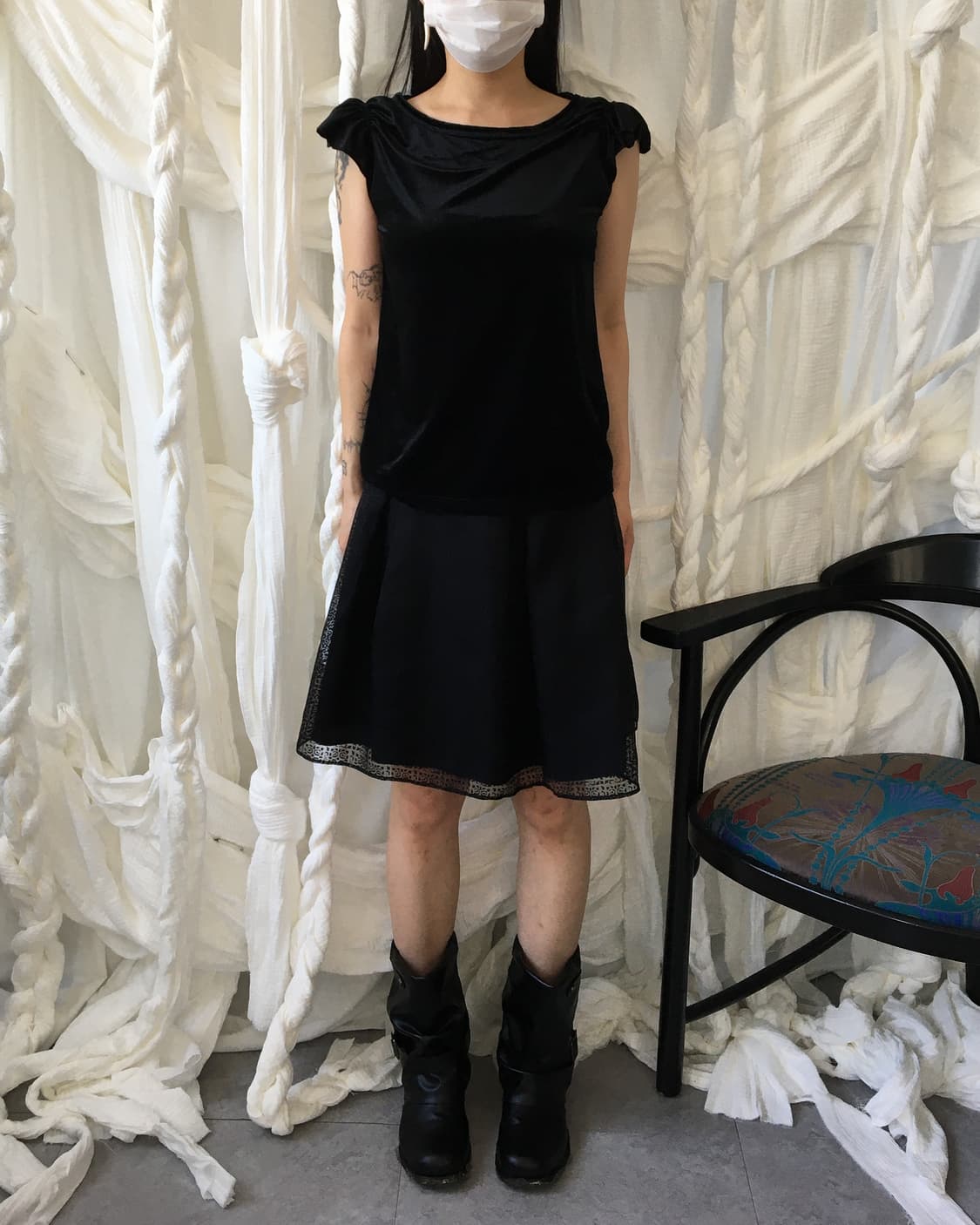 Puff sleeve point velvet top 상품이미지6