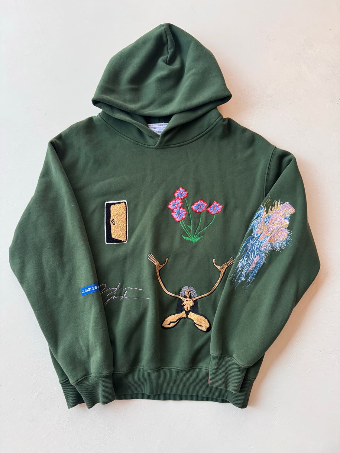 JUNGLES JUNGLES 자수 후드 (그린) 상품이미지1
