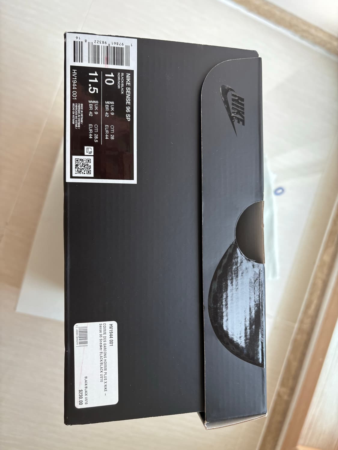 [새상품]나이키 꼼데가르송 센스 96 블랙 280 상품이미지3