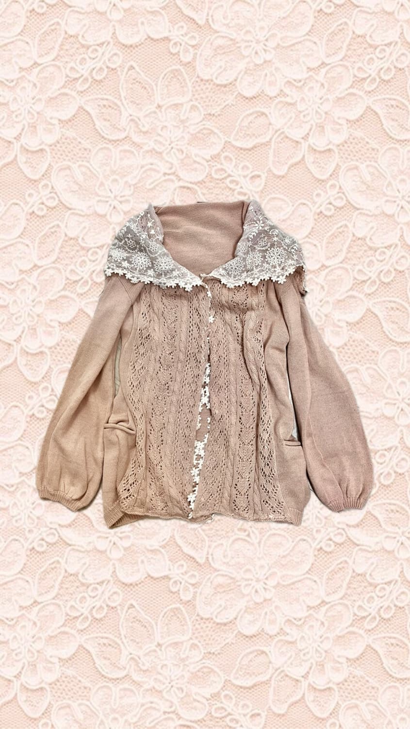 earth music 어스뮤직 라떼 레이스 니트 가디건 상품이미지1